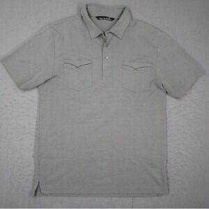 TravisMathew Mens Gray Pima Cotton Blend Western Yoke Dual Pocket Polo Shirt M